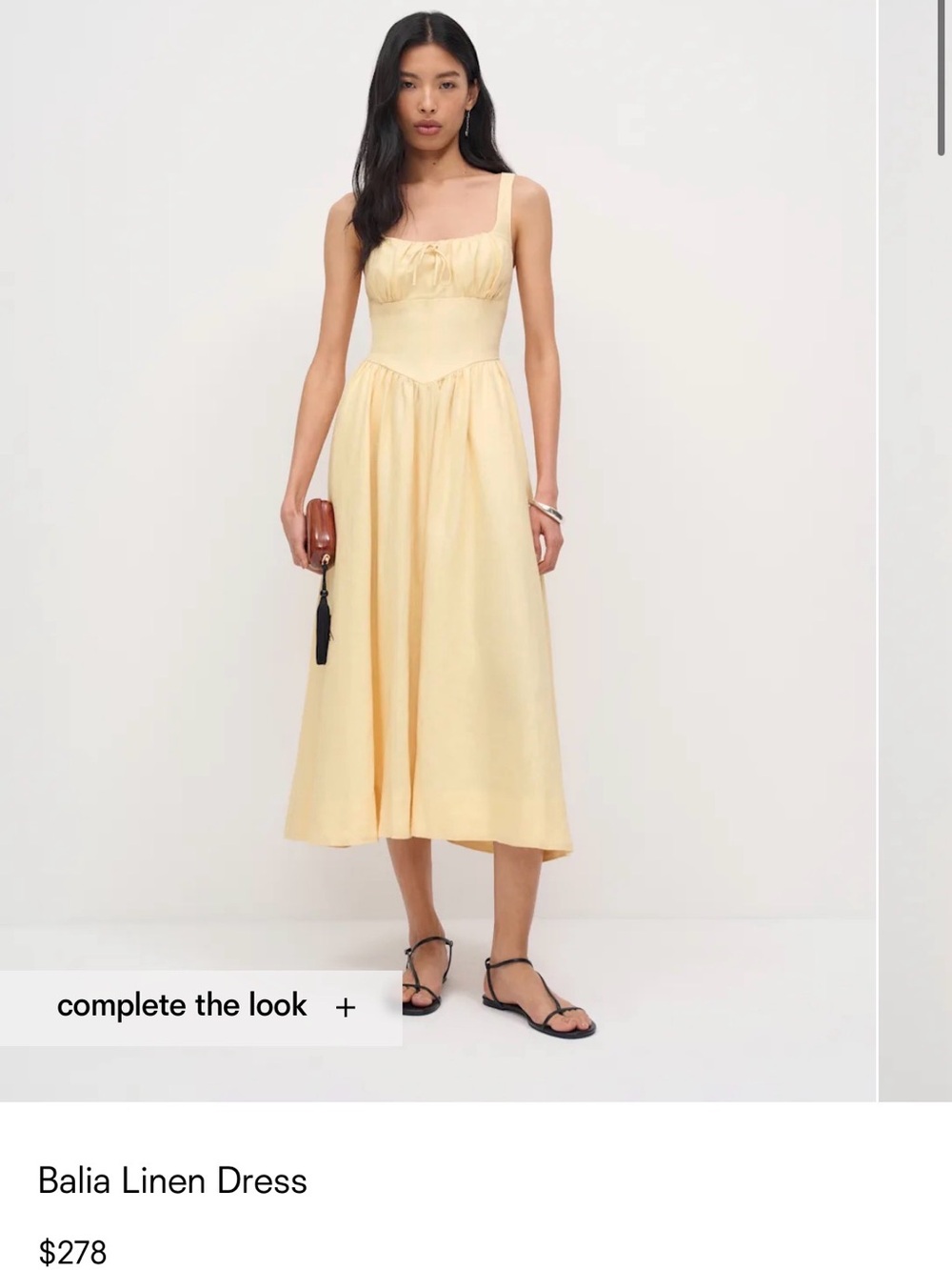 Reformation Balia Linen Sundress Parmesan Yellow Pocket Square Neck Size 2 NWT